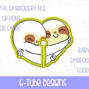 Sloth G tube 2 sizes G Tube Pad Machine Embroidery File