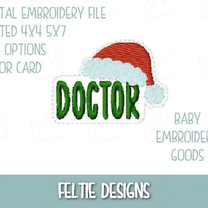 Doctor Christmas Feltie Design 2 sizes Machine Embroidery Design Feltie Designs Feltie Pattern Feltie File