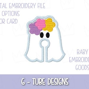 G tube Ghost halloween 2 sizes each, G Tube Pad Machine Embroidery File