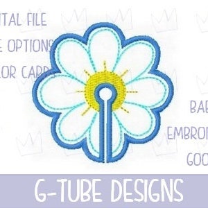 Flower G tube 3 sizes Chamomile G Tube Pad Flower Machine Embroidery File