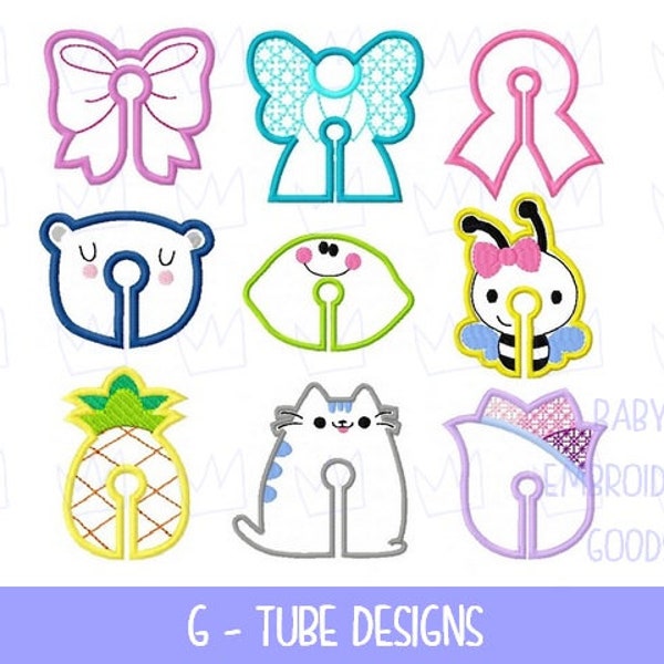 G tube 2 tailles chacun, 9 G Tube Pad Machine Embroidery File