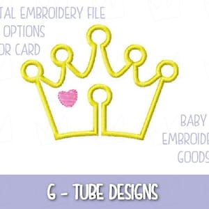 G tube crown 2 sizes each, G Tube Pad Machine Embroidery File