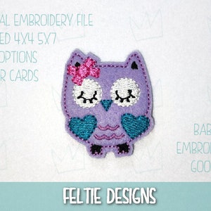 Owl feltie 2 sizes feltie file  Machine Embroidery Design Feltie Design Feltie Pattern Feltie File