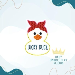 Lucky duck 2 size Feltie File Machine Embroidery Design Pattern Feltie File