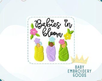 Bebés en flor Archivo 2 tamaños Diseño de bordado a máquina