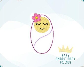 Archivo de fieltro Baby Burrito de 2 tamaños Diseño de bordado a máquina