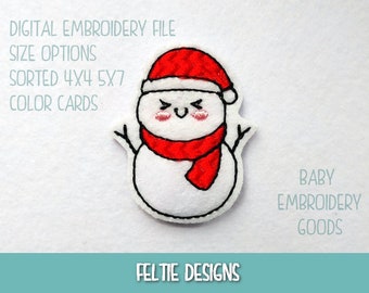 Snowman Feltie 2 sizes Christmas Feltie File Machine Embroidery Design Feltie Designs Feltie Pattern Feltie File