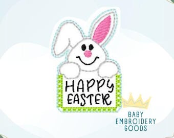 Bunny Happy Easter feltie file 2 sizes Rabbit  Machine Embroidery Design