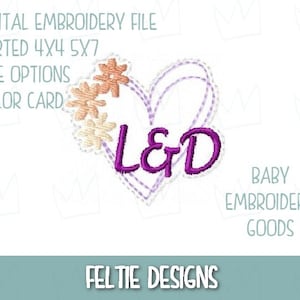 L&D Heart Feltie Design 2 sizes Machine Embroidery Design Feltie Designs Feltie Pattern Feltie File