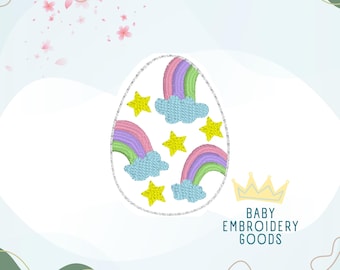 Rainbow Easter Egg Feltie File, Machine Embroidery Design (Digital Download)