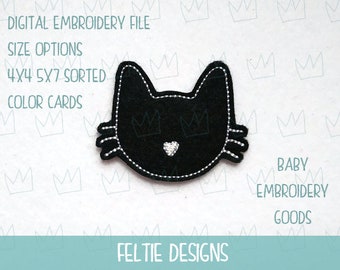 Chat noir feltie 3 tailles Cat feltie fichier Machine Embroidery Design Feltie Design Feltie Pattern Feltie File