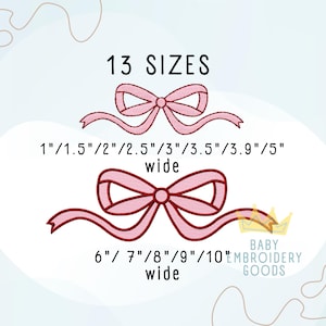 Ribbon Bow Embroidery Design 13 sizes, Machine Embroidery File