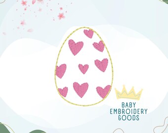 Easter Egg Heart Feltie Machine Embroidery Design (Digital File)
