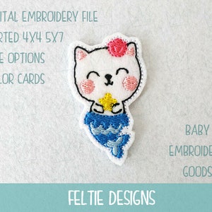 Cat feltie 2 sizes Mermaid feltie file  Machine Embroidery Design Feltie Design Feltie Pattern Feltie File