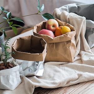 Borsa di carta lavabile - borsa d'oro sacchetto di fioriera confezione regalo un sacchetto di carta riutilizzabile Borsa di carta Kraft vaso, cesto, cesto decorazione da tavolo