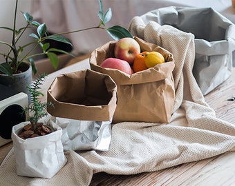 Washable Kraft Paper Bag: Gold Storage, Planter, Gift Wrap