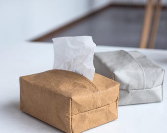 Washable Kraft Paper Tissue Box: Eco-Friendly Retro Style