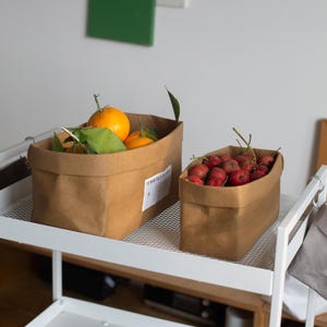 Borse ecologiche, borse in carta kraft lavabili, borse per baguette, contenitori per la cucina, stile rustico, naturali, ecologiche, per servire, per cenare con stile,