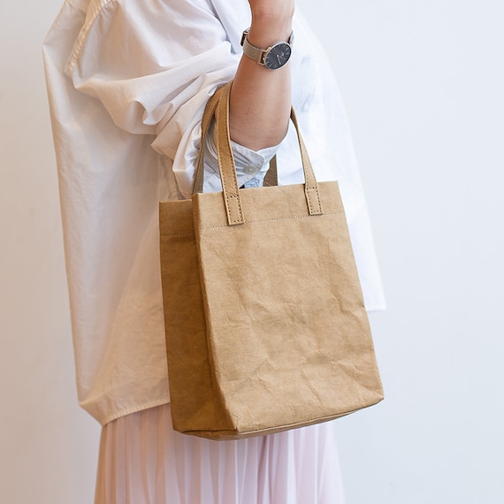 Handmade Washable Kraft Paper Bag: Commuter Crossbody Computer Bag