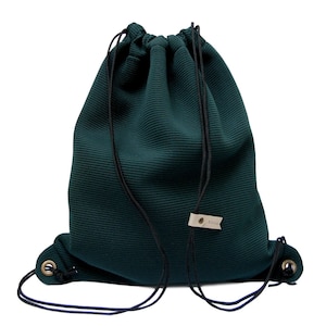 Dark Green Stripe Drawstring Bag Backpack Gym Sack Cinch Backpack