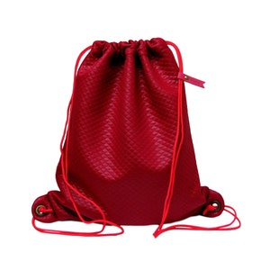 Red Drawstring Bag Backpack Gym Sack Cinch Backpack