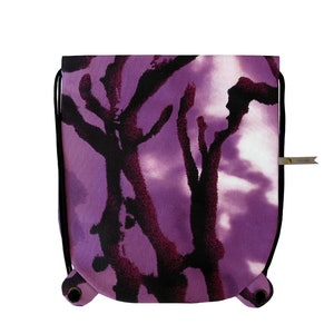 Vallila Cotton Purple & Black Drawstring Bag Backpack Gym Sack Cinch Backpack