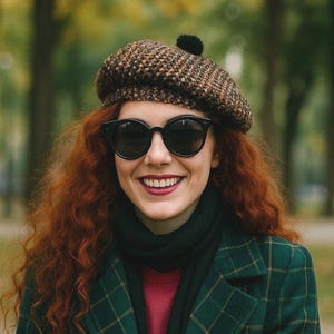 Vegan Faux Wool Polyester Black Yellow Brown Beige Boucle Beret Hat