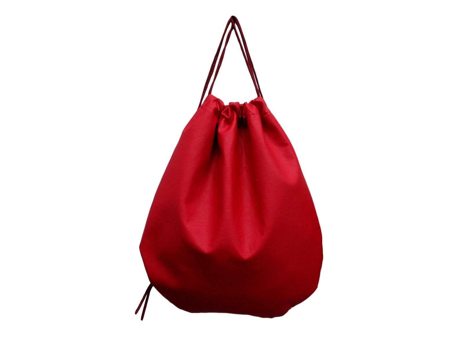 EUC IF Bags Italy Red Smooth Sustainable Vegan Eco-Leather Drawstring Backpack Handmade Italian Red Leather Backpack | Genuine Florentine  main image 4
