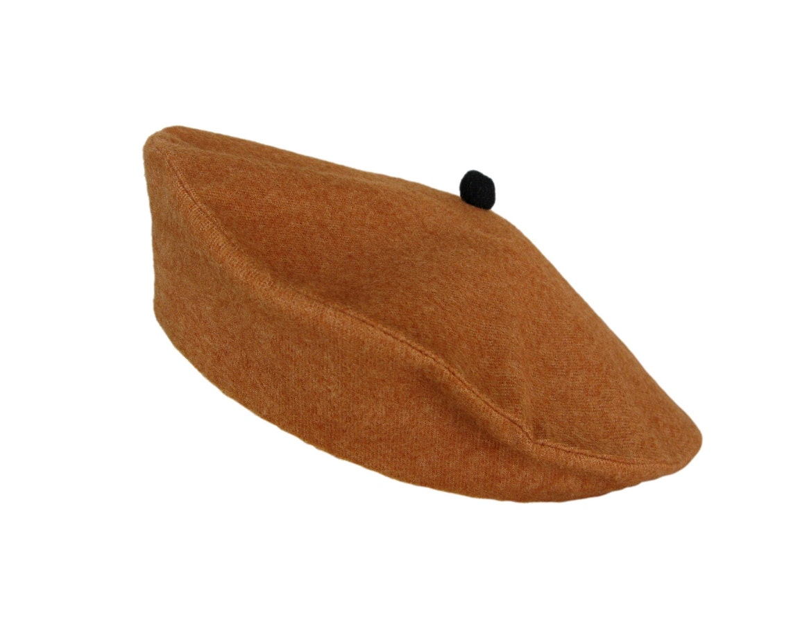 Vegan Cinnamon Brown Faux Wool Beret image 1