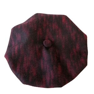 Vegan Faux Wool Burgundy Black Beret Octagonal Beret Tam Hat