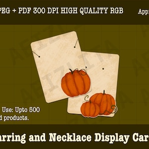 Ohrringe und Halskette Kürbis DisplayKarten - Print and Cut - 3" x 4" - PNG/JPEG/PDF - Kommerzielle Nutzung - Schmuck/Blanko/Veg/Verpackung/Design