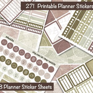 271 Neutrale Ausdruckbare Erin Condren Planner Sticker - JPEG/PDF/PNG - Vertikal/Wöchentlich/Botanisch/Washi Tape/Volle Box/Label/Icons/Print and Cut