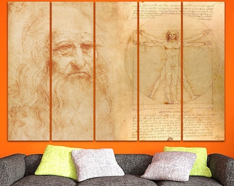 Tela de Leonardo Da Vinci, Homem Vitruviano, decoração, arte renascentista, reprodução impressa, impressão de Da Vinci, pintura em tela, arte do Homem Vitruviano, impressão grande