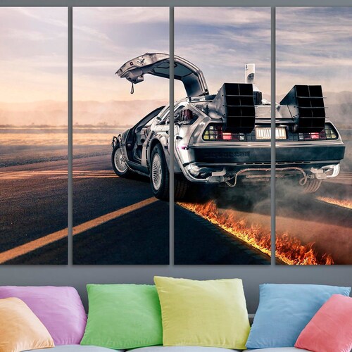 Back shops To The Future canvas Back To The Future decor Kids room art Cosplay print Video game art DeLorean canvas Gift to the gamer decor