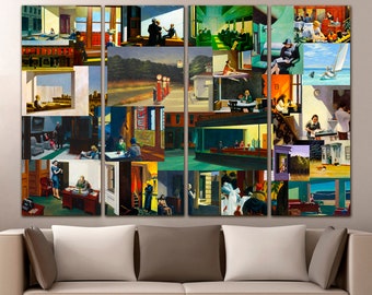 Edward Hopper Collage Canvas Print: Abstractionism Art Reproduction