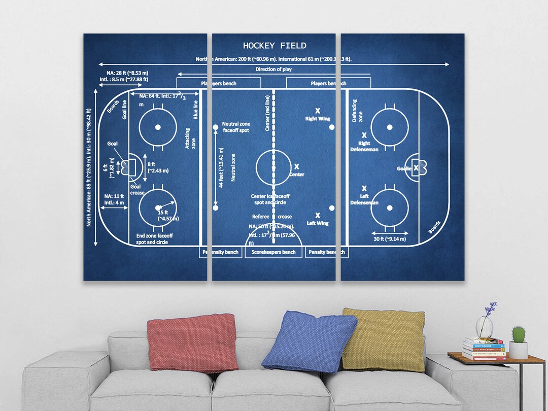 Hockey Rink Diagram Canvas Ice Hockey Field Blueprint Art Hockey Coach