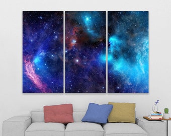 Space canvas Galaxy print Night sky wall art Outer space view wall decor Nursery room decor Stars wall art canvas Bedroom decor