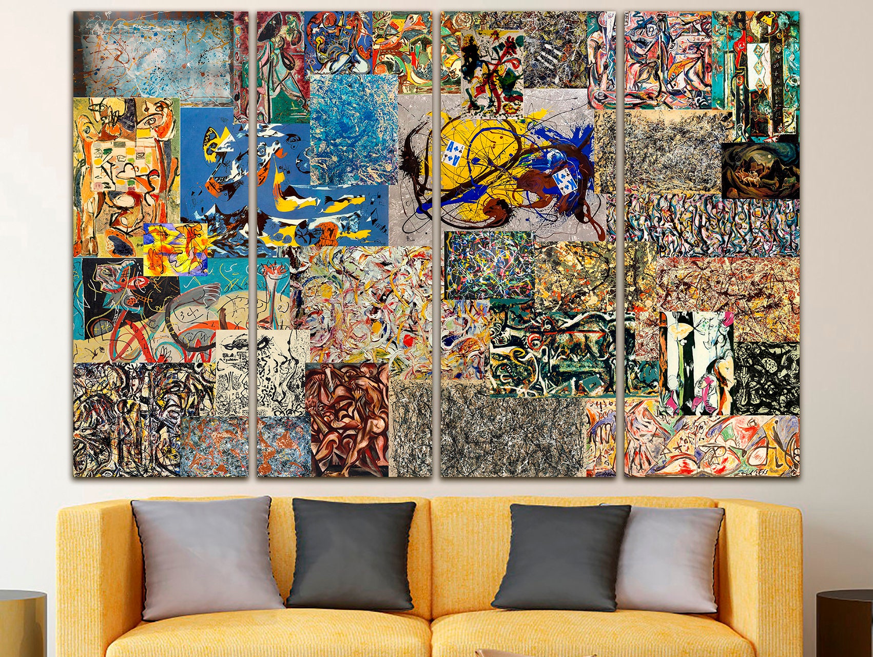 Dankzegging Cirkel klok Buy Collage Jackson Pollock Canvas She Wolf Decor Abstractionism Online in  India - Etsy