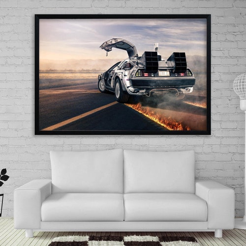 Back shops To The Future canvas Back To The Future decor Kids room art Cosplay print Video game art DeLorean canvas Gift to the gamer decor