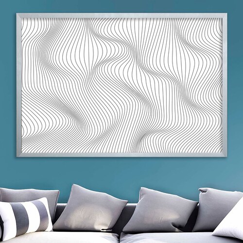 Black and White abstract canvas Modern art print Abstract decor Line art decor Living room shops print Painting canvas Optical illusion print