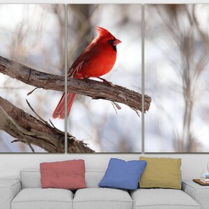 Kardinal Vögel Leinwand Roter Kardinal Dekor Vögel Kunst Baum Stadt Druck Holz Poster Reise Leinwand Wald Dekor große Druck Leinwand Galerie Poster