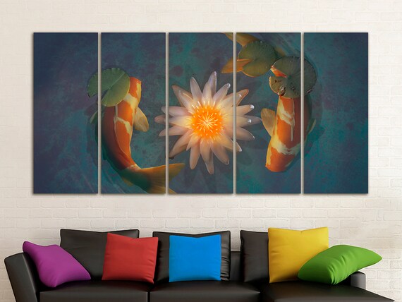 Koi Fish Canvas Koi Carp Decor Feng Shui Art Zen Print Japan Etsy Koi Fish Canvas Koi Carp Decor Feng Shui Art Zen Print Japan Etsy