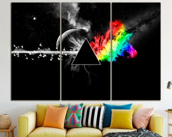 Pink Floyd canvas Dark side of the moon decor Rock n roll art Cosplay print Music art Pink Floyd wall art Gift to the gamer decor Movie