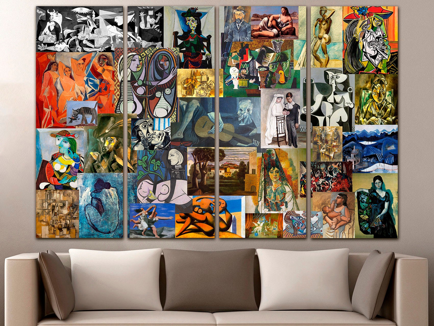 Collage Pablo Picasso Canvas Guernica Decor Cubism Wall Art - Etsy ...