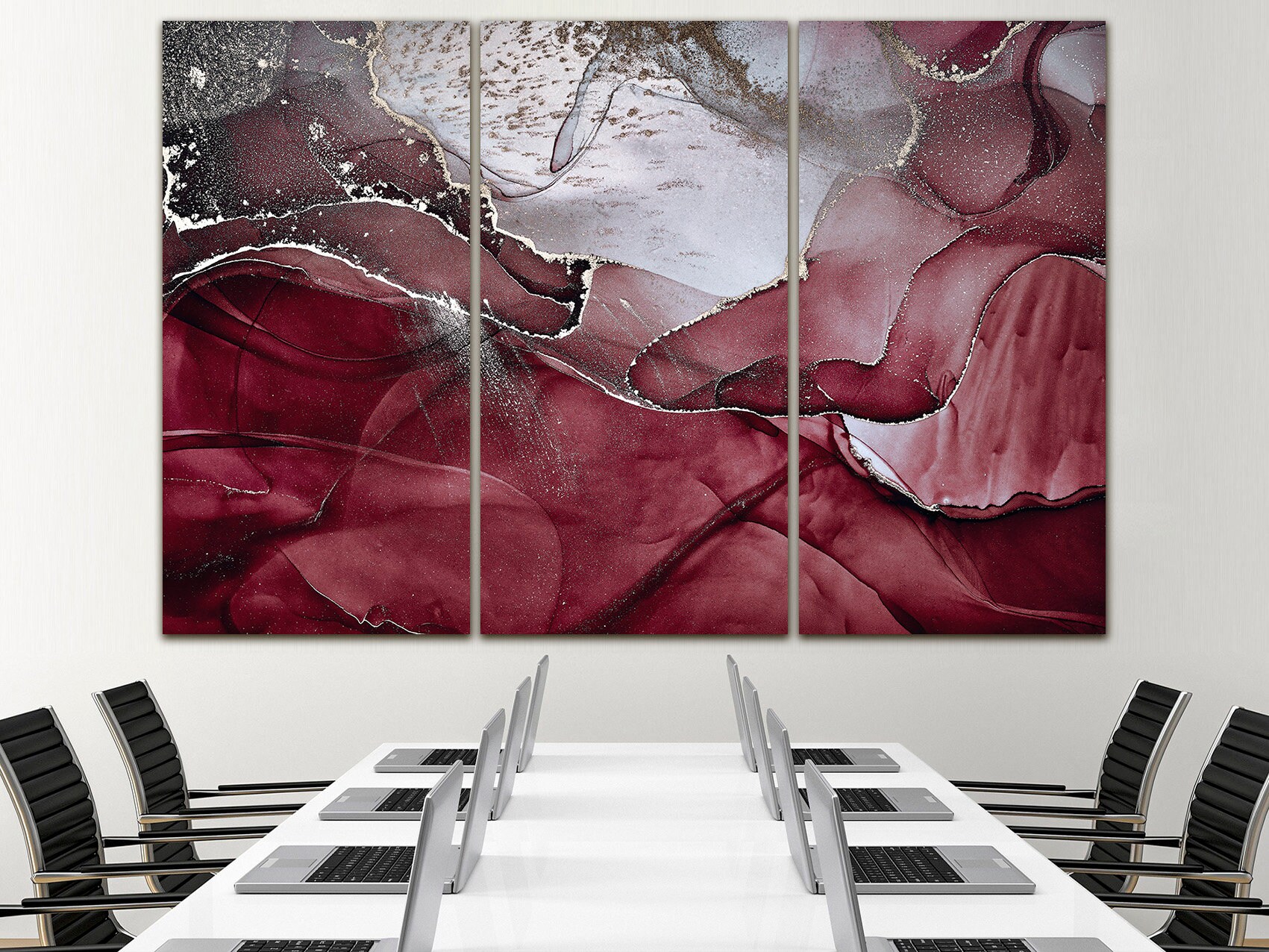 Burgundy abstract wall art discount