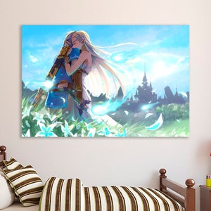 Legend Of Zelda Canvas Breath Of The Wild Video Game Art Zelda Decor Girl Room Nursery Print Zelda Canvas Gift Gamer Decor Zelda And Link