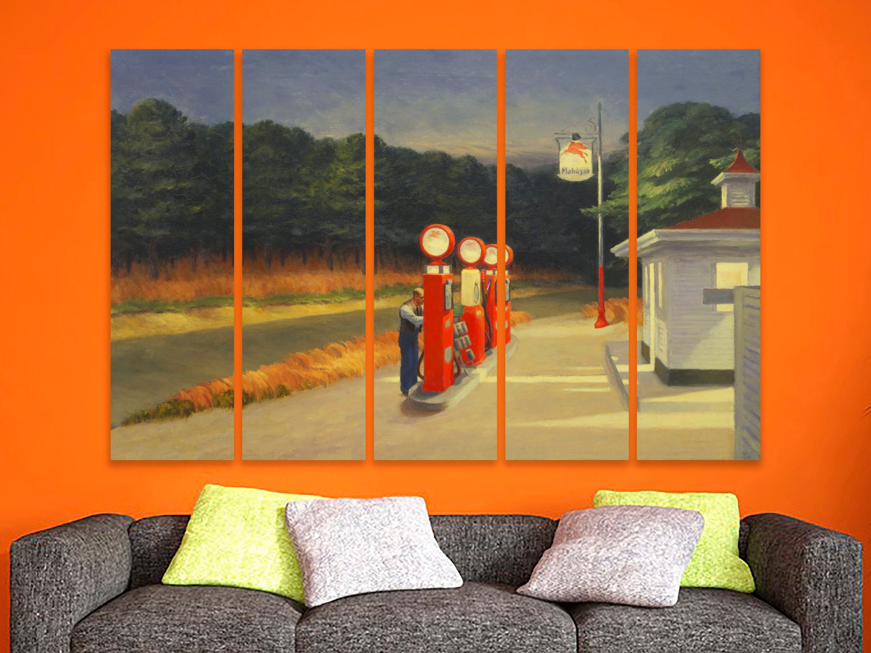 Spiffing Prints Edward Hopper - Gas - Wall Poster/Home Décor Art/Giclee Print- Print Only - Extra Large