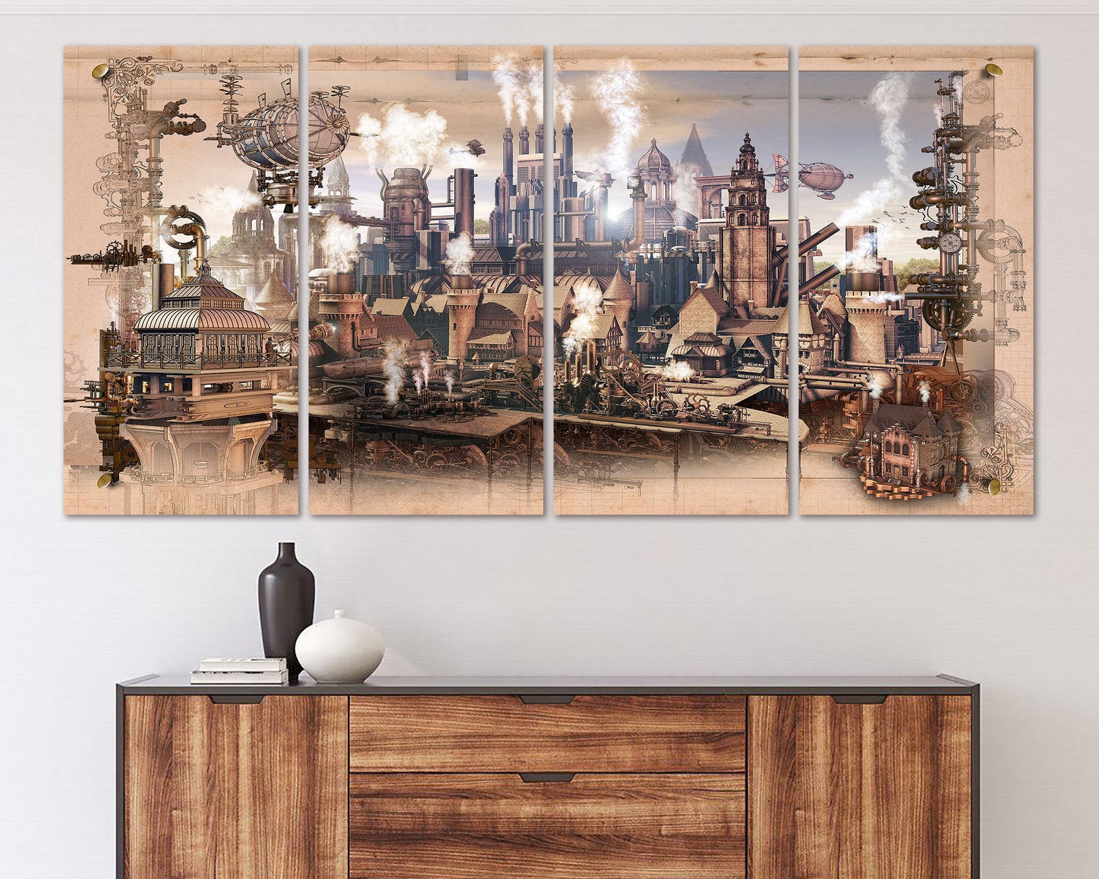 Steampunk Wall Art Vintage Canvas Print Steampunk Style Wall | Etsy