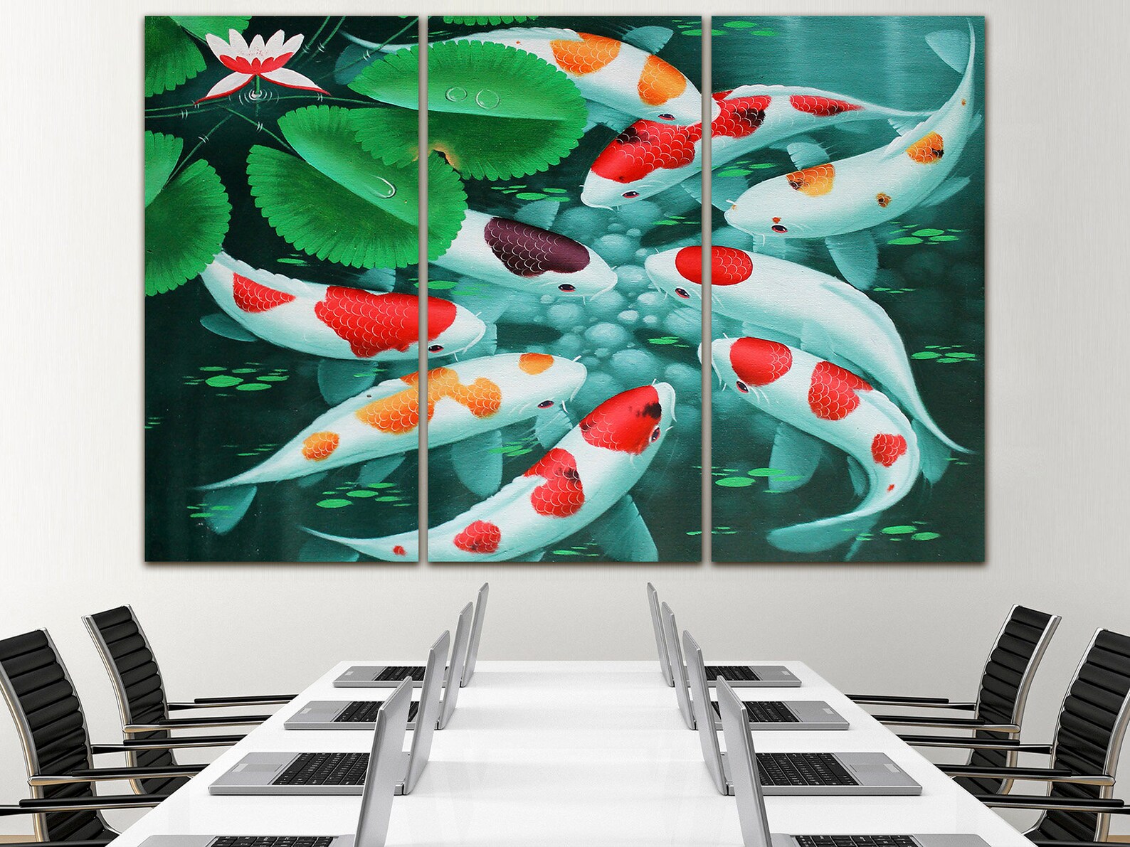 Koi Fish Canvas Koi Carp Decor Feng Shui Art Zen Print Japan Etsy