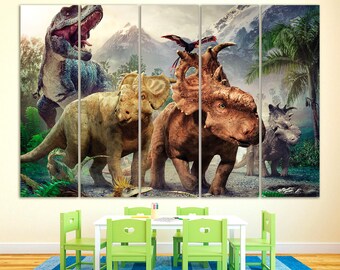 Dinosaur Canvas Print: T-Rex Kids Room Wall Decor
